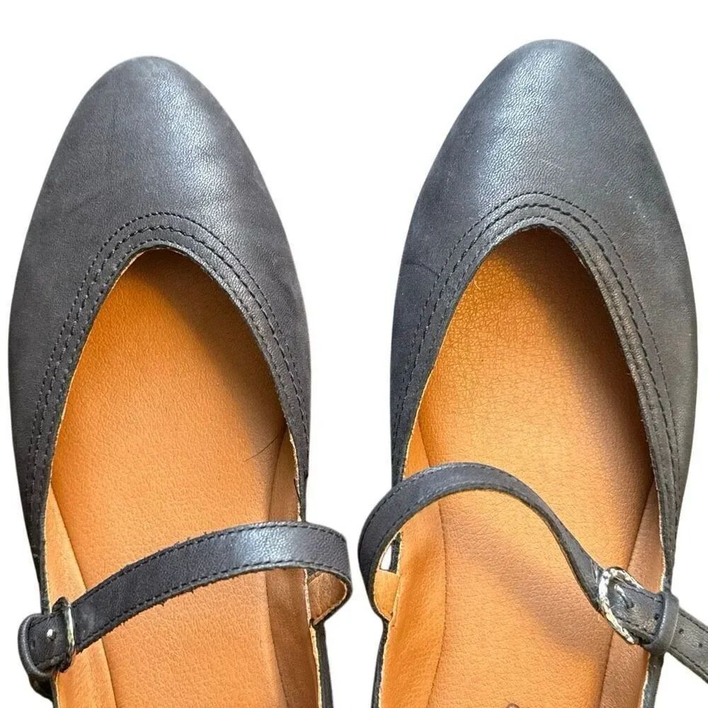 Lucky Brand Women's Black Leather Cyrena Mary Jane Flats Shoes Size 9